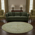 8' Sage And Wheat Floral Medallion Washable Round Rug With UV Protection