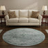 8' Teal And Gray Floral Medallion Washable Round Rug With UV Protection