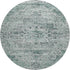 8' Teal And Gray Floral Medallion Washable Round Rug With UV Protection