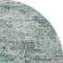 8' Teal And Gray Floral Medallion Washable Round Rug With UV Protection