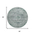 8' Teal And Gray Floral Medallion Washable Round Rug With UV Protection
