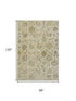8' X 10' Beige And Wheat Damask Washable Area Rug With UV Protection