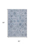 5' X 8' Blue And Gray Damask Washable Area Rug With UV Protection