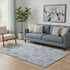 5' X 8' Blue And Gray Damask Washable Area Rug With UV Protection