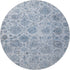 8' Blue And Gray Damask Washable Round Rug With UV Protection