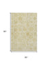5' X 8' Gold And Beige Damask Washable Area Rug With UV Protection