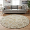 8' Linen And Gray Damask Washable Round Rug With UV Protection