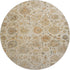 8' Linen And Gray Damask Washable Round Rug With UV Protection