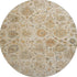 8' Linen And Gray Damask Washable Round Rug With UV Protection
