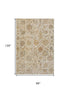 8' X 10' Linen And Gray Damask Washable Area Rug With UV Protection