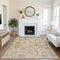 8' X 10' Linen And Gray Damask Washable Area Rug With UV Protection