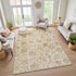 8' X 10' Linen And Gray Damask Washable Area Rug With UV Protection