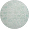 8' Turquoise And Beige Damask Washable Round Rug With UV Protection
