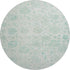 8' Turquoise And Beige Damask Washable Round Rug With UV Protection