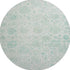 8' Turquoise And Beige Damask Washable Round Rug With UV Protection