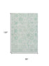 8' X 10' Turquoise And Beige Damask Washable Area Rug With UV Protection