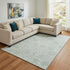 8' X 10' Turquoise And Beige Damask Washable Area Rug With UV Protection