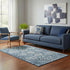 5' X 8' Blue And Ivory Geometric Washable Area Rug With UV Protection
