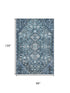 8' X 10' Blue And Ivory Geometric Washable Area Rug With UV Protection