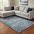 8' X 10' Blue And Ivory Geometric Washable Area Rug With UV Protection