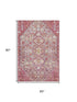 5' X 8' Merlot And Lavender Geometric Washable Area Rug With UV Protection