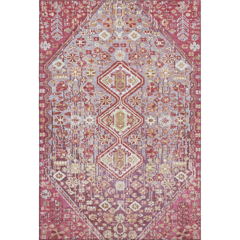 5' X 8' Merlot And Lavender Geometric Washable Area Rug With UV Protection