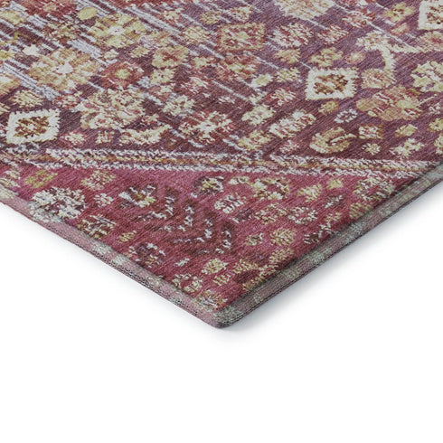 5' X 8' Merlot And Lavender Geometric Washable Area Rug With UV Protection