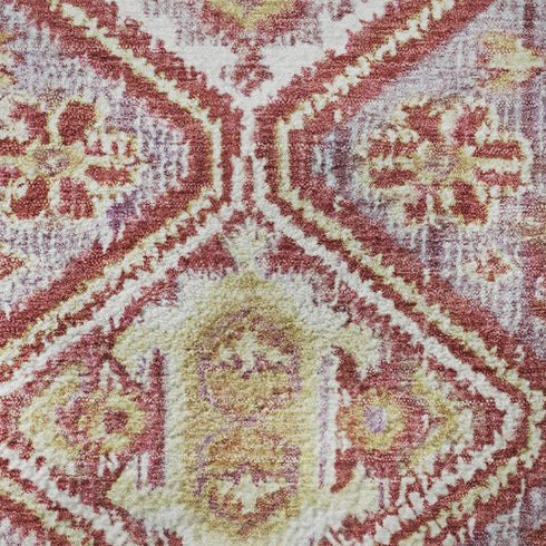 5' X 8' Merlot And Lavender Geometric Washable Area Rug With UV Protection