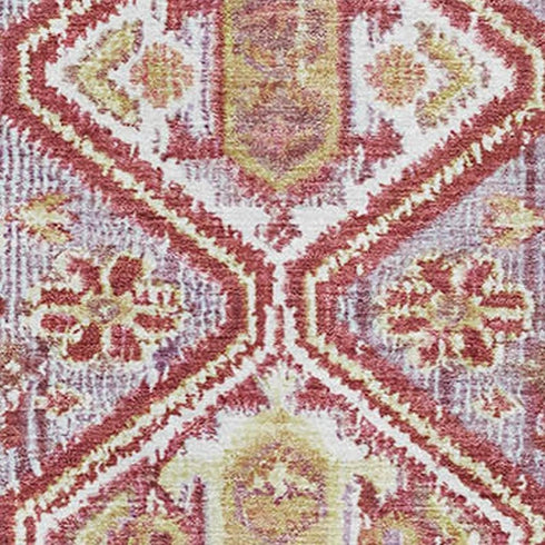 5' X 8' Merlot And Lavender Geometric Washable Area Rug With UV Protection