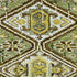 8' Olive Green Ivory And Brown Geometric Washable Round Rug With UV Protection