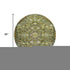 8' Olive Green Ivory And Brown Geometric Washable Round Rug With UV Protection