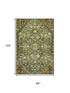 8' X 10' Olive Green Ivory And Brown Geometric Washable Area Rug With UV Protection