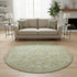 8' Sage Ivory And Tan Geometric Washable Round Rug With UV Protection