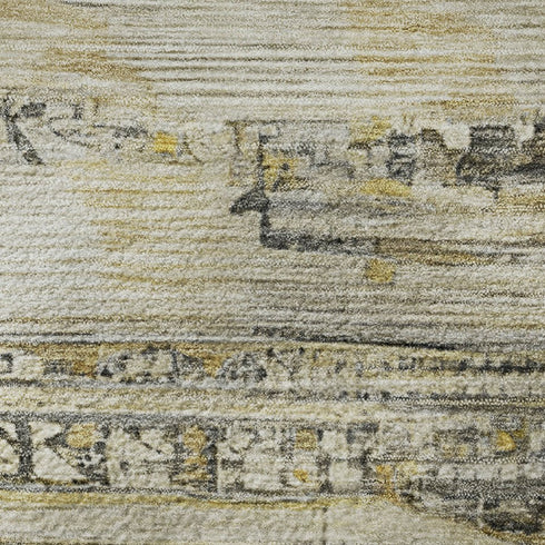 5' X 8' Brown Beige And Gray Striped Washable Area Rug With UV Protection