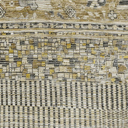 5' X 8' Brown Beige And Gray Striped Washable Area Rug With UV Protection