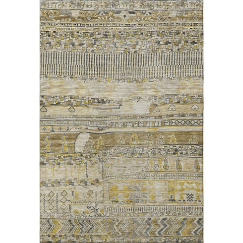 5' X 8' Brown Beige And Gray Striped Washable Area Rug With UV Protection