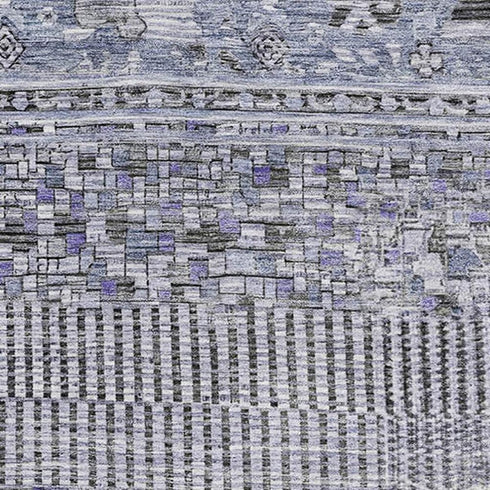 5' X 8' Blue And Gray Striped Washable Area Rug With UV Protection