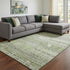 8' X 10' Olive Green And Gray Striped Washable Area Rug With UV Protection