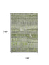 9' X 12' Olive Green And Gray Striped Washable Area Rug With UV Protection