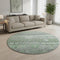 8' Sage And Gray Striped Washable Round Rug With UV Protection