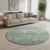 8' Sage And Gray Striped Washable Round Rug With UV Protection