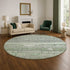 8' Sage And Gray Striped Washable Round Rug With UV Protection