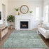 8' X 10' Sage And Gray Striped Washable Area Rug With UV Protection