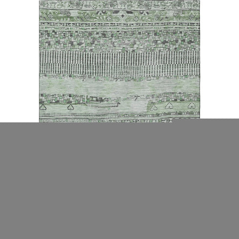 8' X 10' Sage And Gray Striped Washable Area Rug With UV Protection