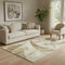 5' X 8' Brown Beige And Ivory Abstract Geometric Washable Area Rug With UV Protection