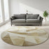 8' Brown Beige And Ivory Abstract Geometric Washable Round Rug With UV Protection