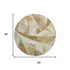 8' Brown Beige And Ivory Abstract Geometric Washable Round Rug With UV Protection