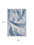 5' X 8' Denim Blue And Ivory Abstract Geometric Washable Area Rug With UV Protection