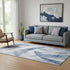 5' X 8' Denim Blue And Ivory Abstract Geometric Washable Area Rug With UV Protection