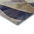 5' X 8' Navy Blue Ivory And Brown Abstract Geometric Washable Area Rug With UV Protection